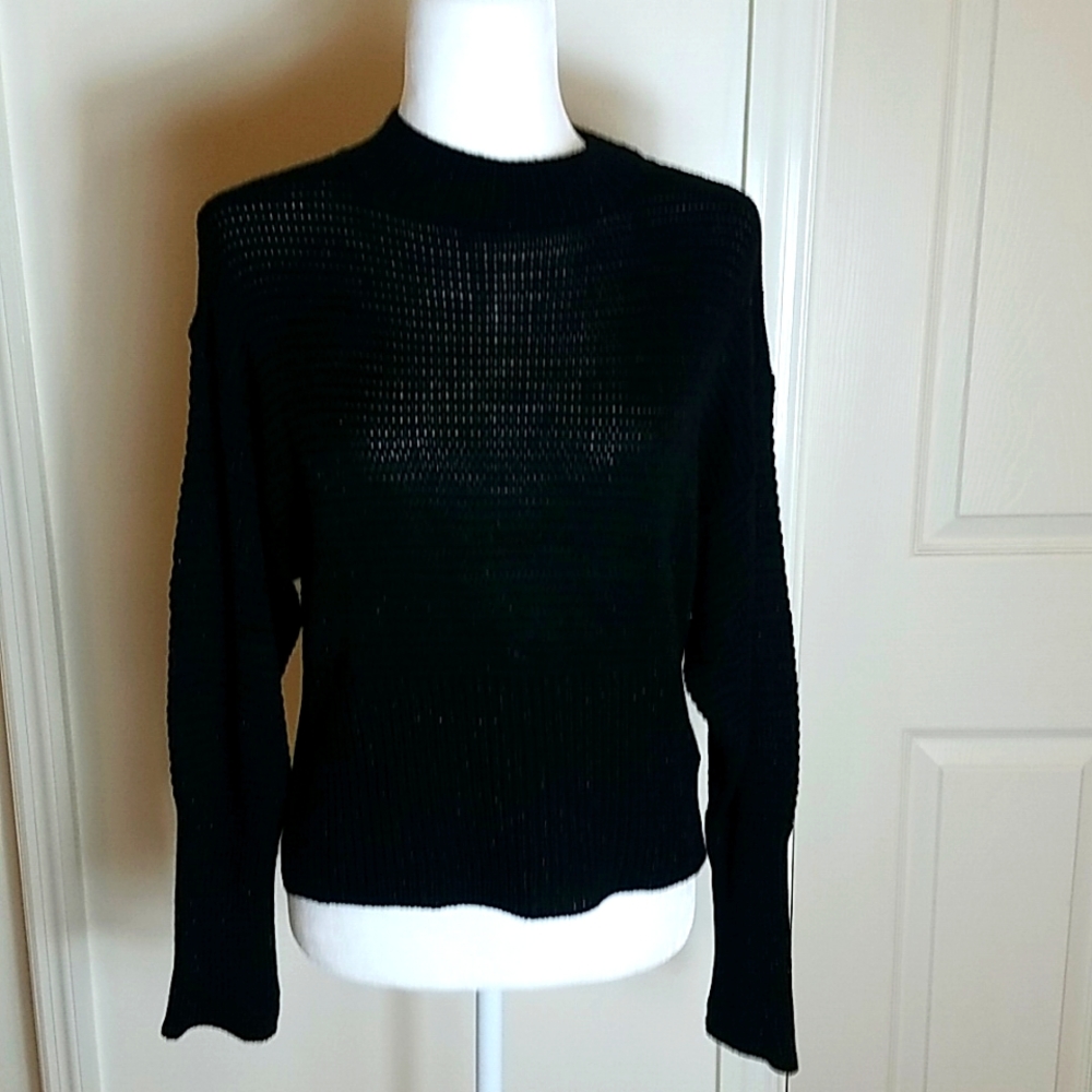 Express black crew-neck long sleeve sweater with sparkle thread